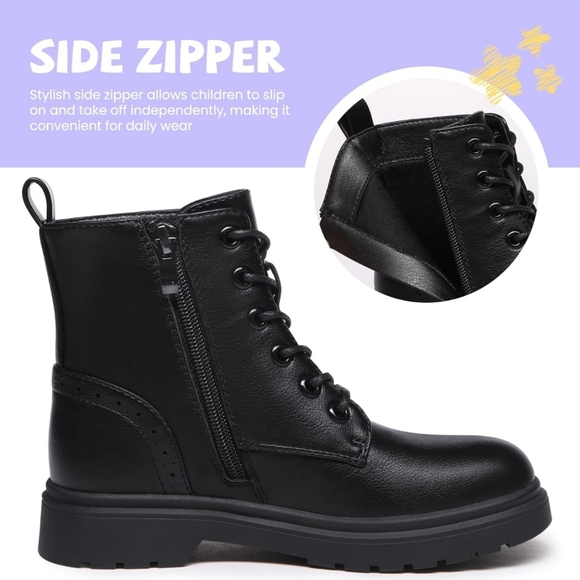 Athlefit Waterproof Combat Boots - size 8 Toddler, Black - Picture 4 of 9